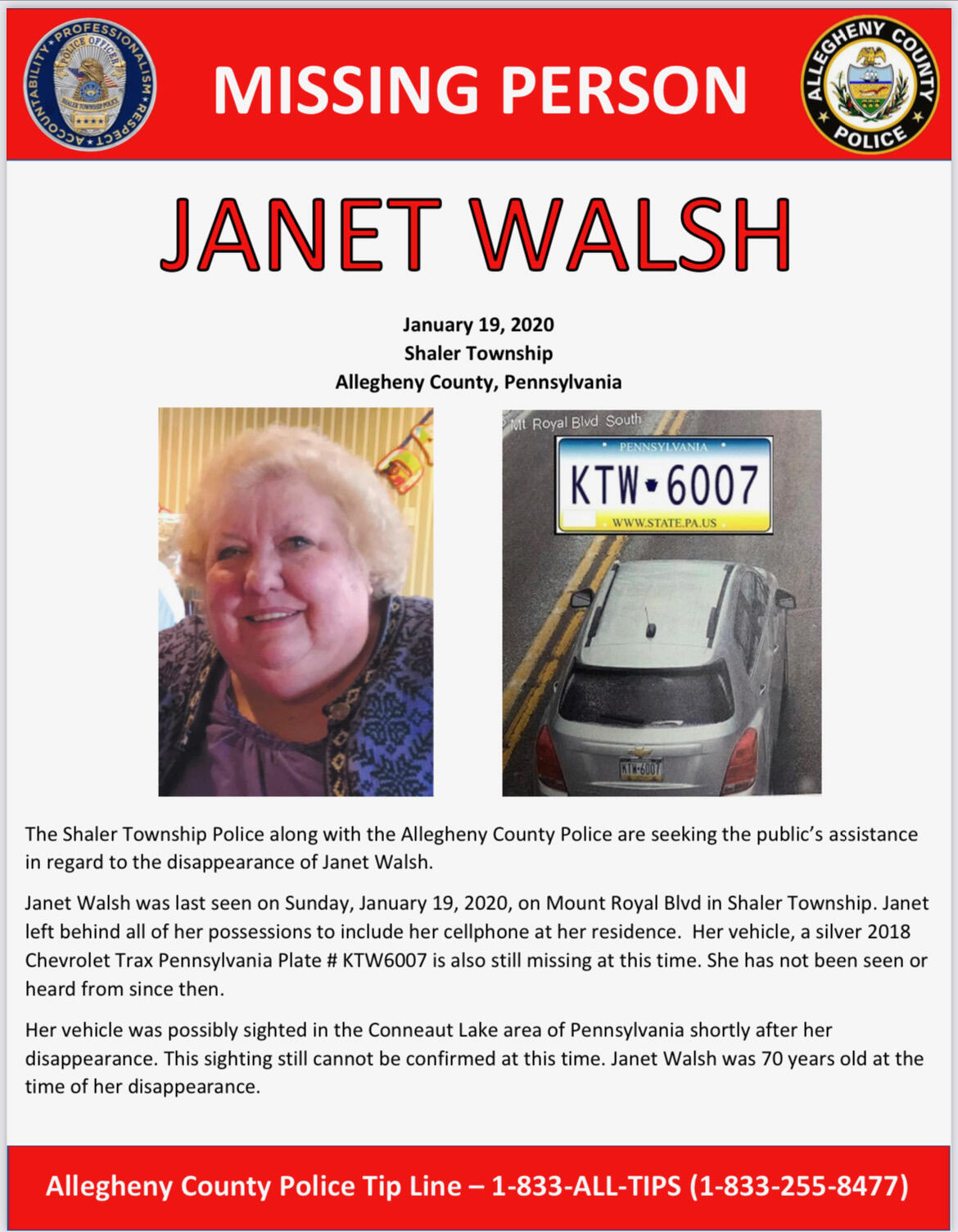 Year Anniversary Of Missing Person From Shaler Township Allegheny