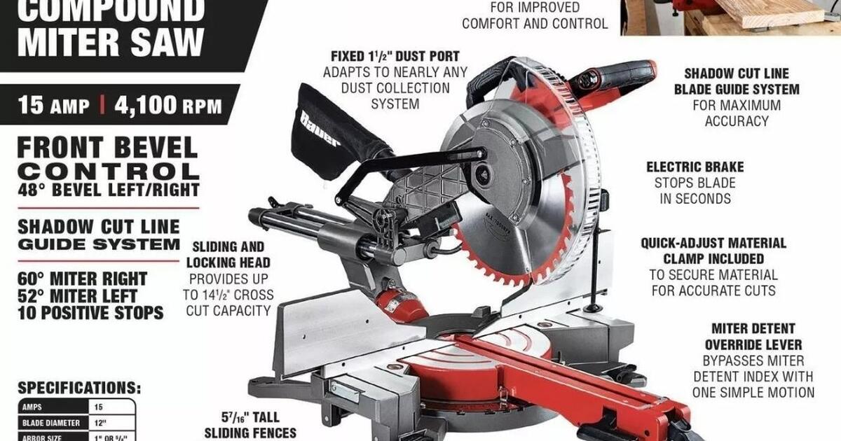 Inch Bauer Dual Bevel Miter Saw For In North Myrtle Beach Sc