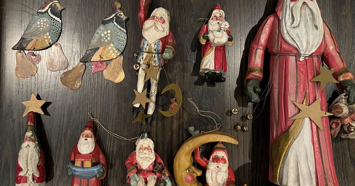 Vintage House Of Hatten 9pc Santa Enchanted Forest Christmas Ornaments