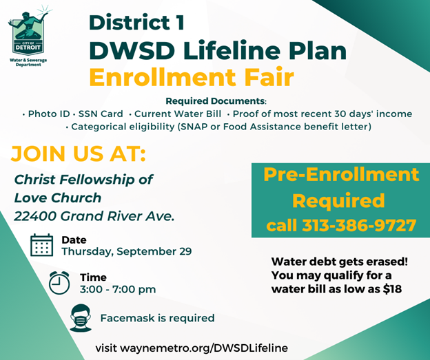 Dwsd Lifeline Plan Enrollment Fair Detroit Water And Sewerage