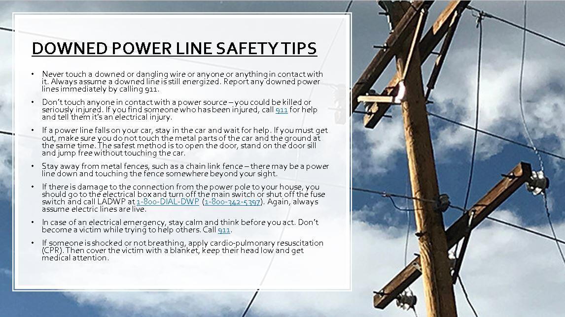 Downed Power Line Safety Tips Los Angeles Police Department