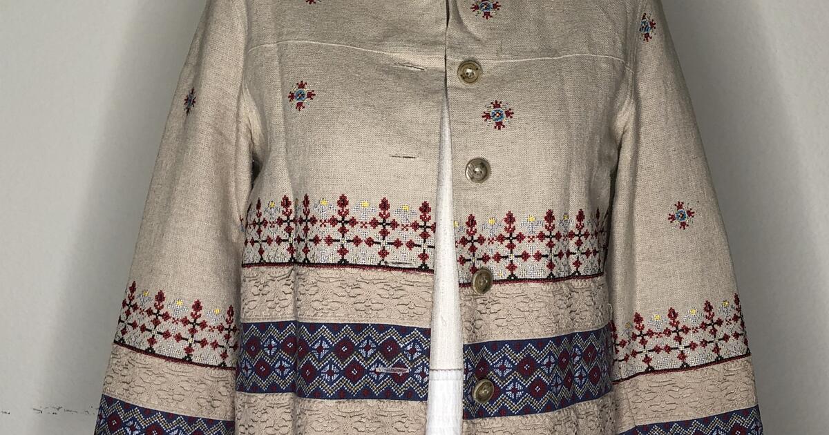 Coldwater Creek Embroidered Linen Jacket Small Like New For