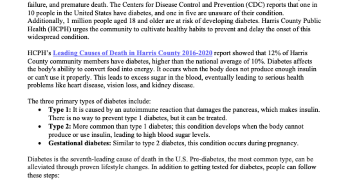 Take Steps To Prevent Diabetes November Is Diabetes Awareness Month