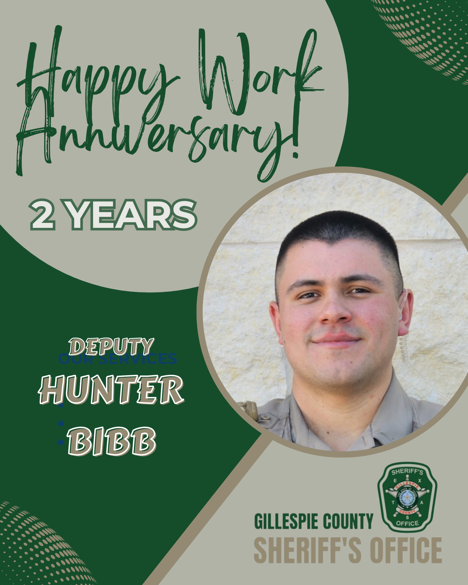 Congratulations To Deputy Hunter Bibb On His Nd Work Anniversary With