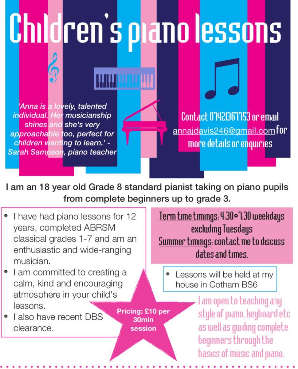 Childrens’s Piano lessons Bristol Nextdoor