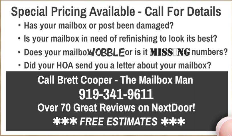 The Mailbox Man, Brett P. Cooper Raleigh, NC Nextdoor