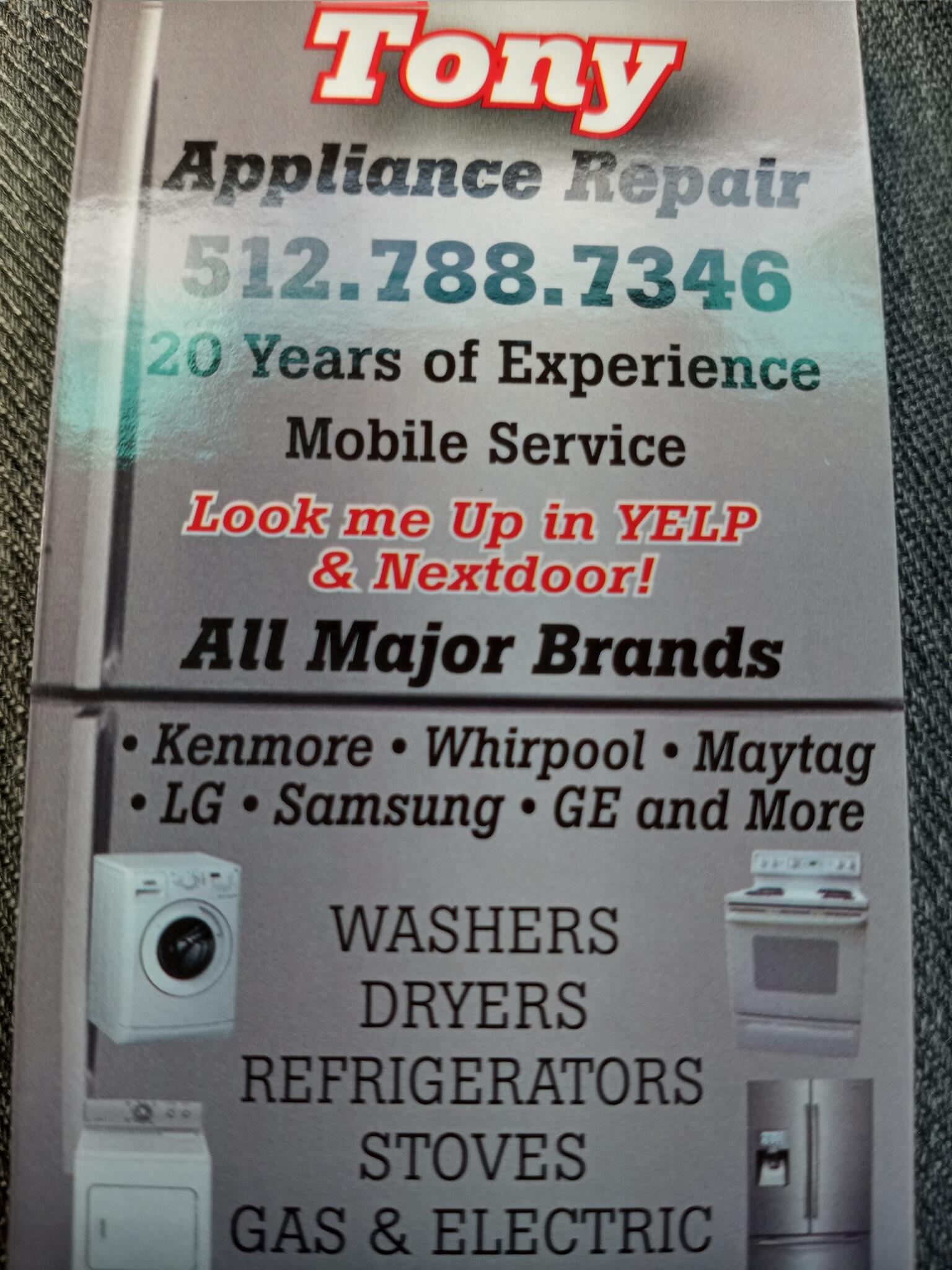 Tony Appliance Repair Austin, TX Nextdoor