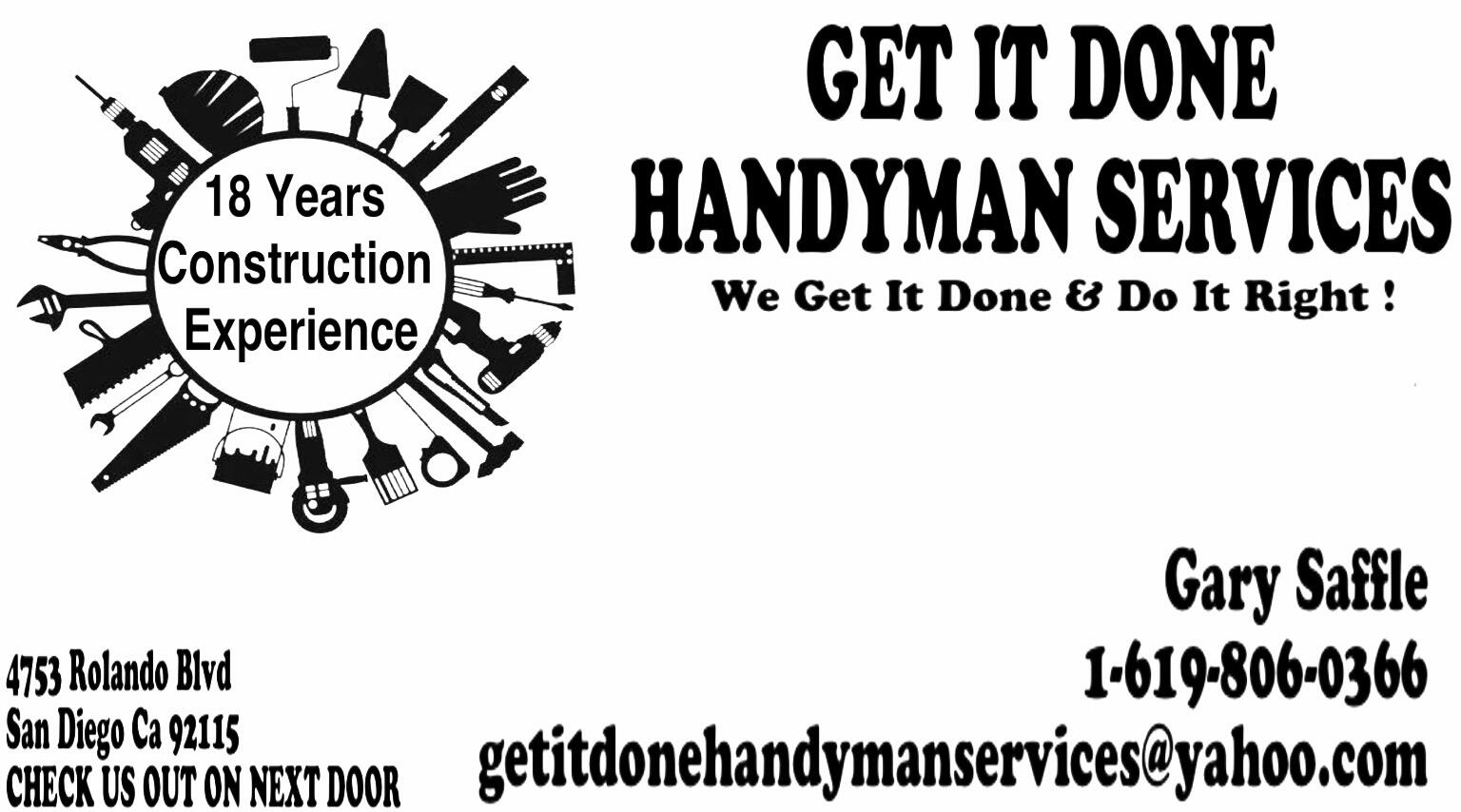 GET IT DONE HANDYMAN SERVICES - San Diego, CA - Nextdoor