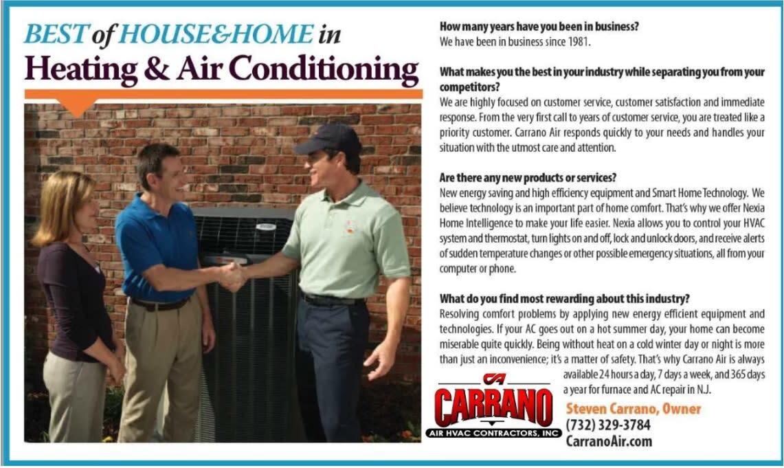 Carrano Air HVAC Contractors Inc South Brunswick Township NJ