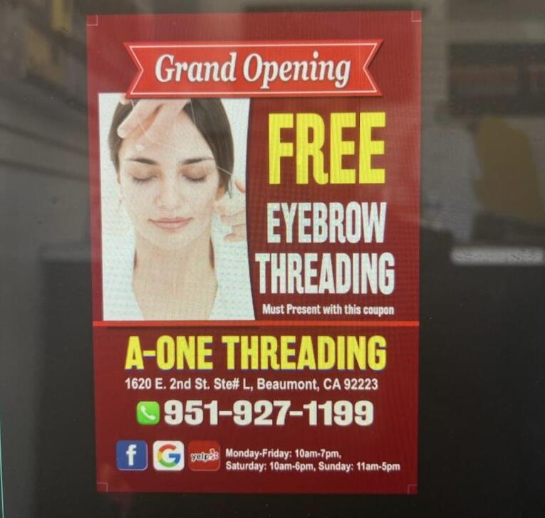 A One Threading Beaumont CA Nextdoor