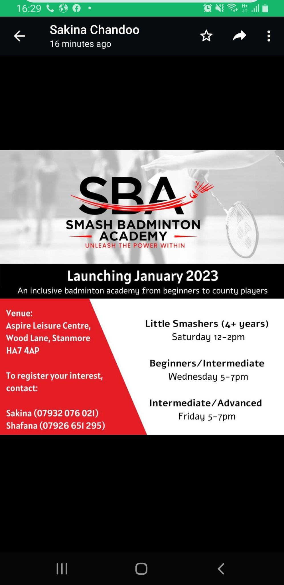 Smash Badminton Academy Stanmore, GBENG Nextdoor