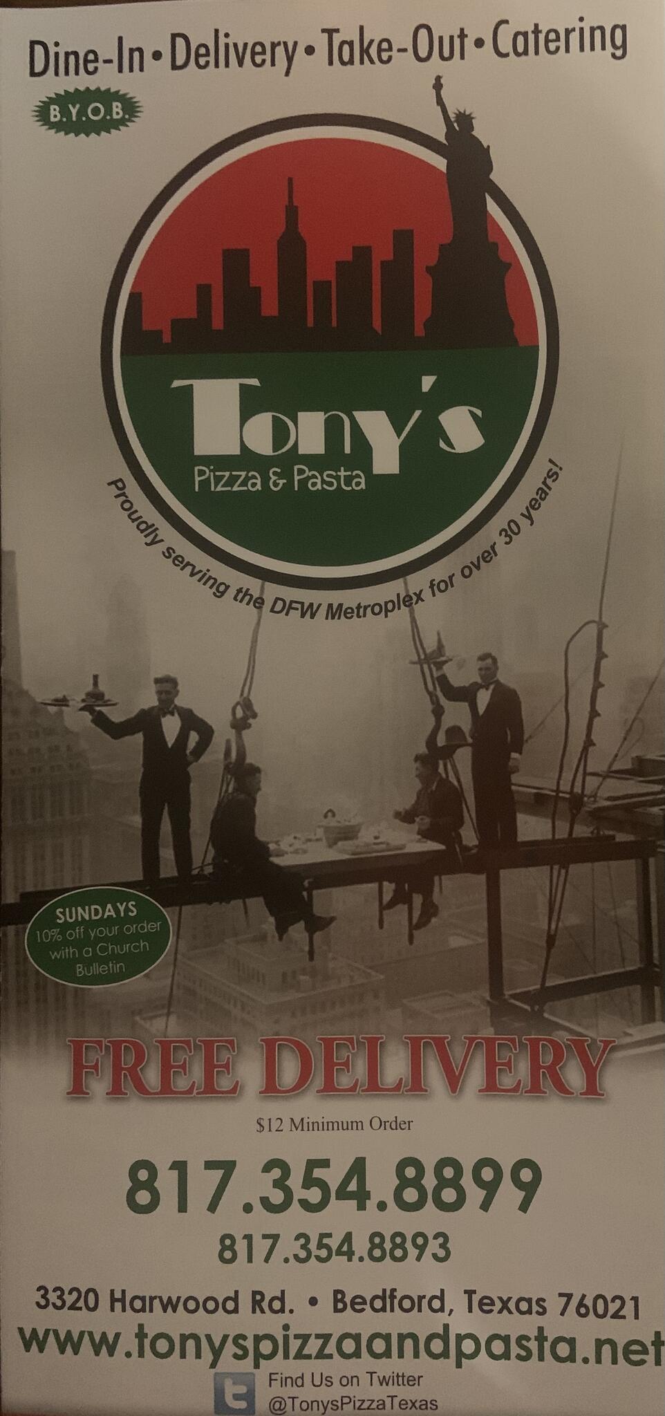 Tony's Pizza & Pasta Bedford, TX Nextdoor