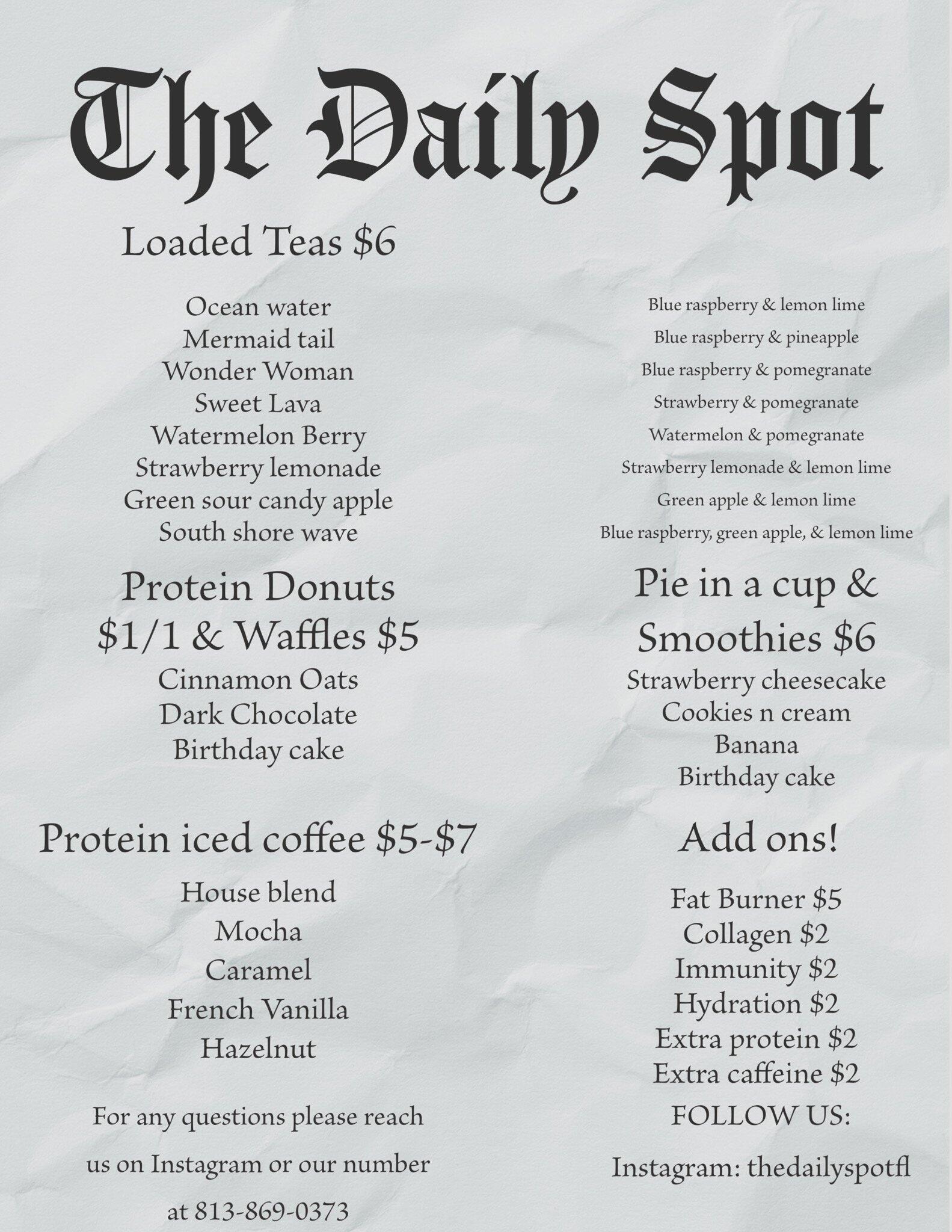 The Daily Spot Menu