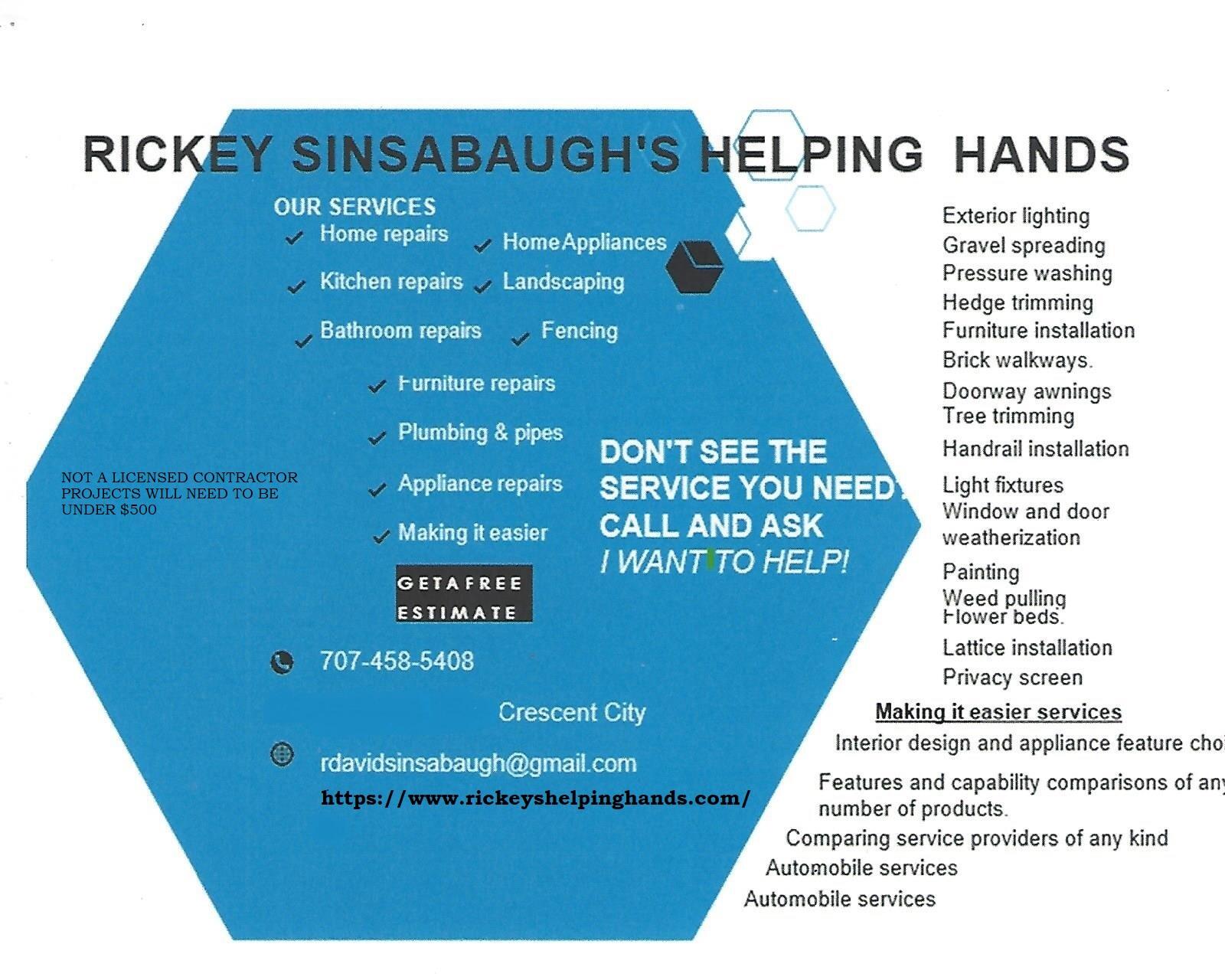 Rickey's Helping Hands Handyman Service - Crescent City, CA - Nextdoor Rickey's Helping Hands Handyman Service - Crescent City, CA - Nextdoor