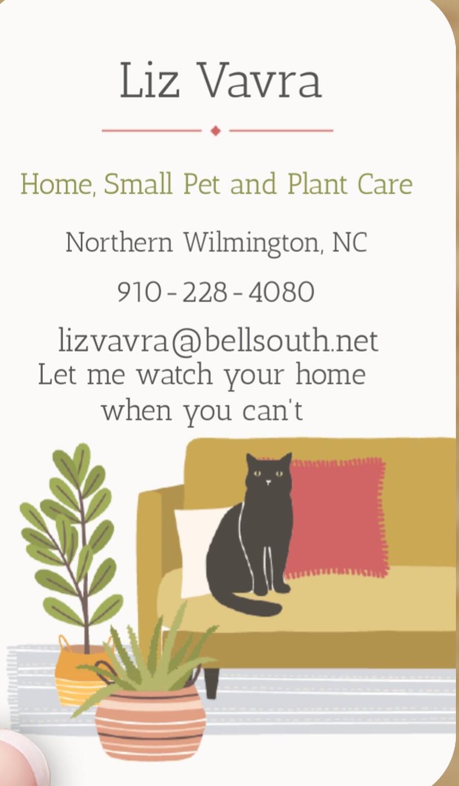 Liz Vavra, Home, Small Pet and Plant Care Wilmington, NC Nextdoor
