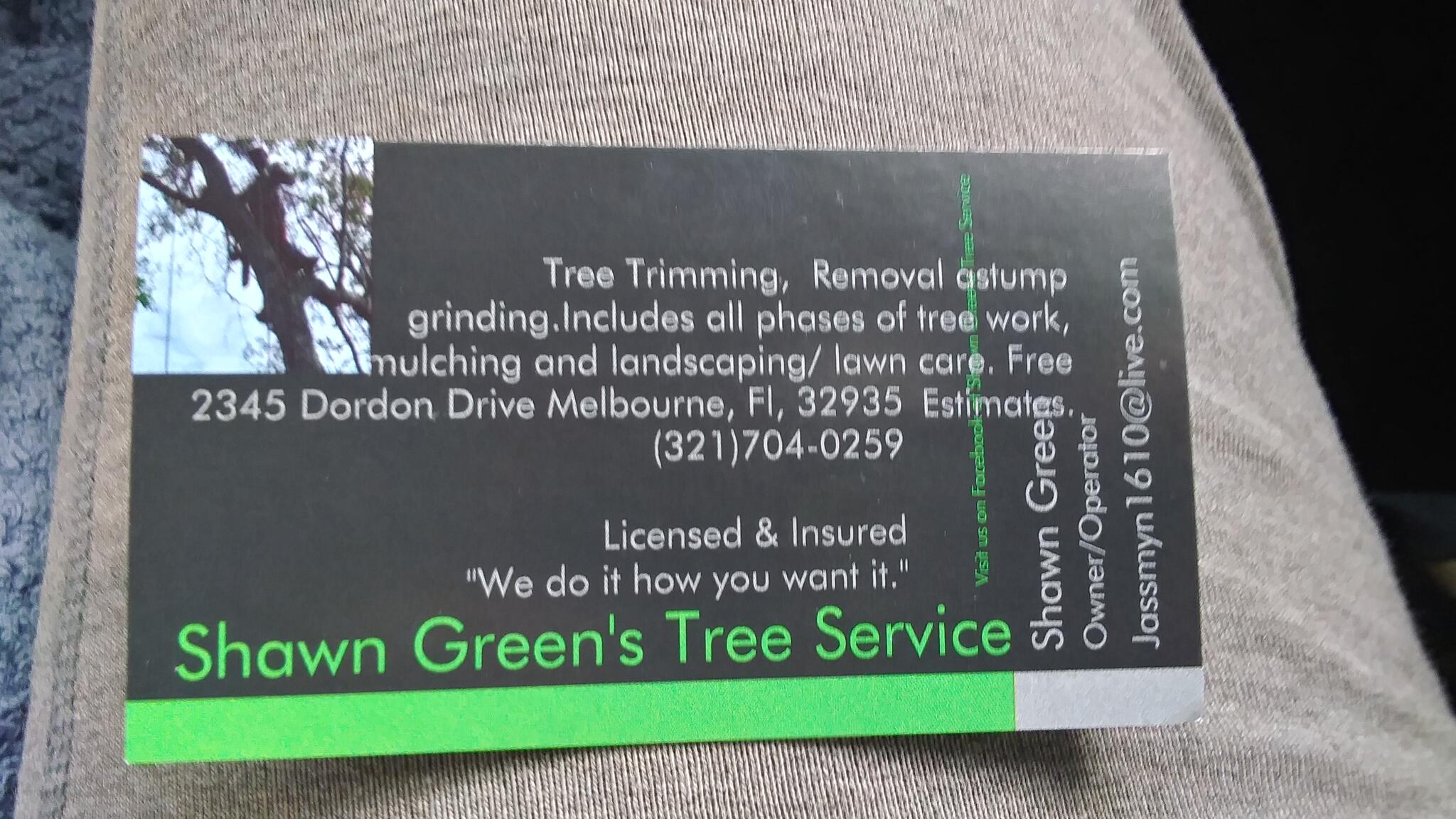 Shawn Green's Tree Service & lawn service