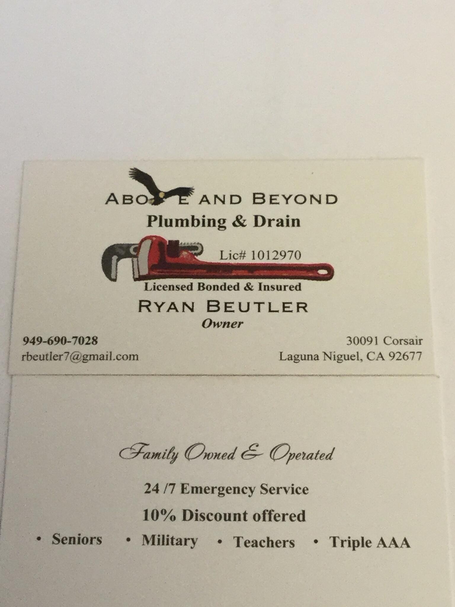 Above And Beyond Plumbing & Drain - Laguna Niguel, CA - Nextdoor