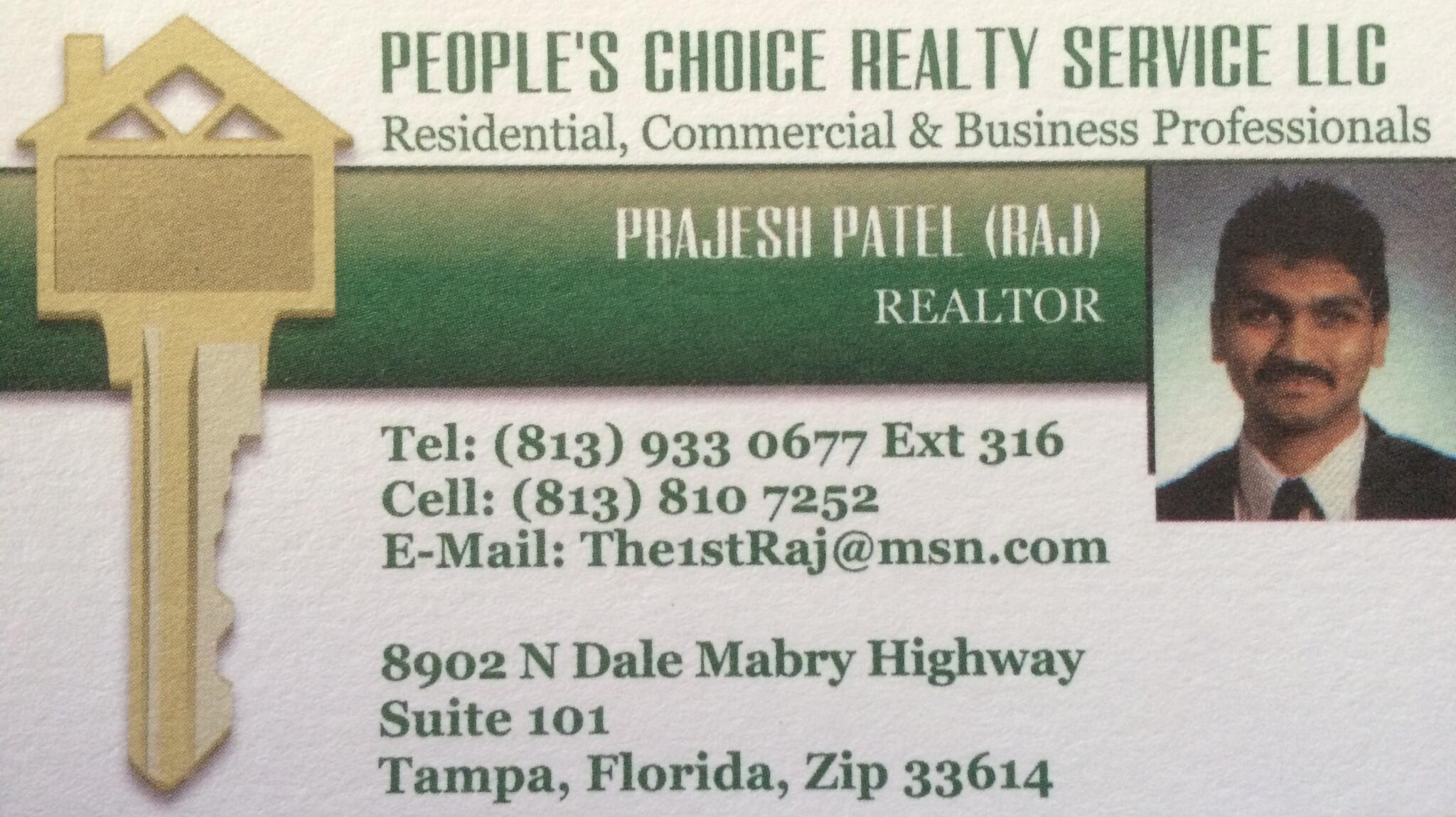Raj Patel (REALTOR) With People's Choice Realty Service Llc) - Lutz, FL