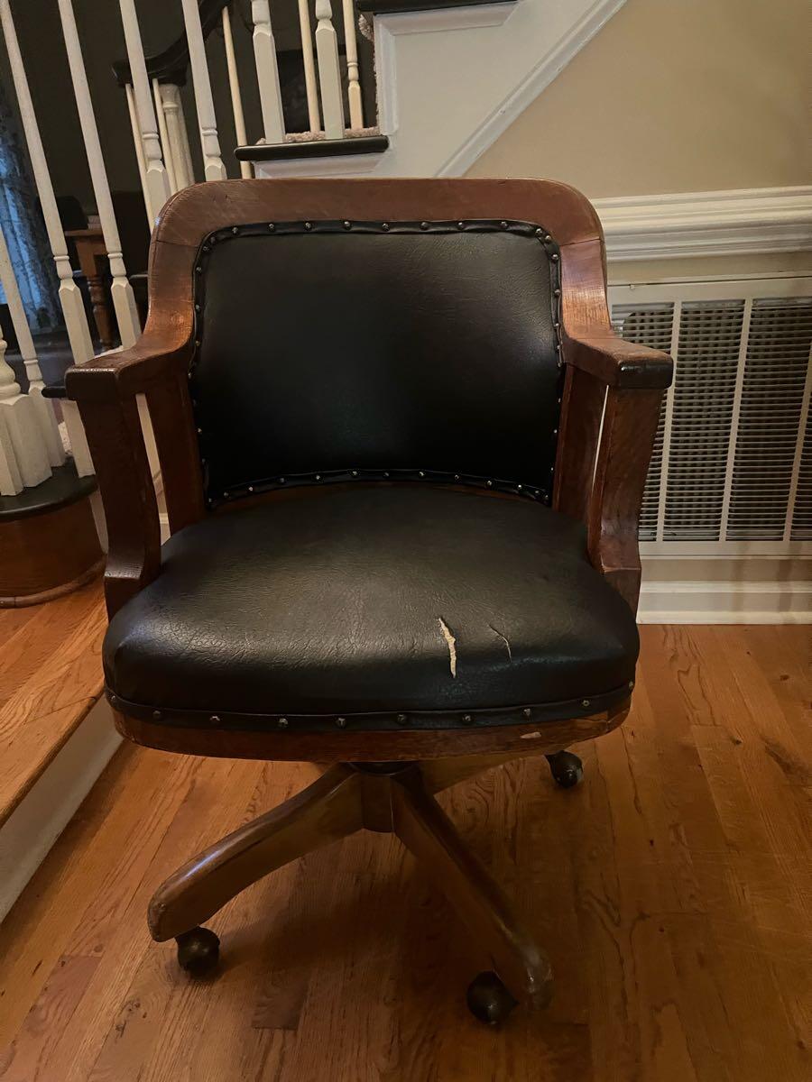 Vintage Wooden/Leather Office Chair