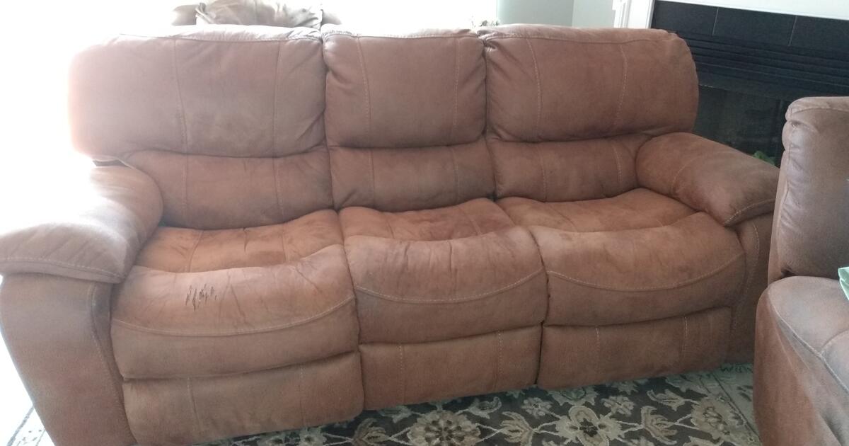 Sofa with 2 recliners and a rocker recliner chair for 500 in Raleigh