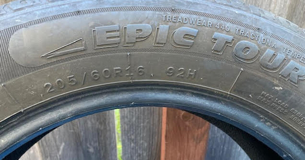 4 tires Epic Tour 205/60R16 for Free in Santa Cruz, CA Finds — Nextdoor