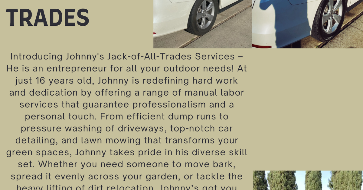 16 yr old/need manual labor job for Free in Orangevale, CA For Sale