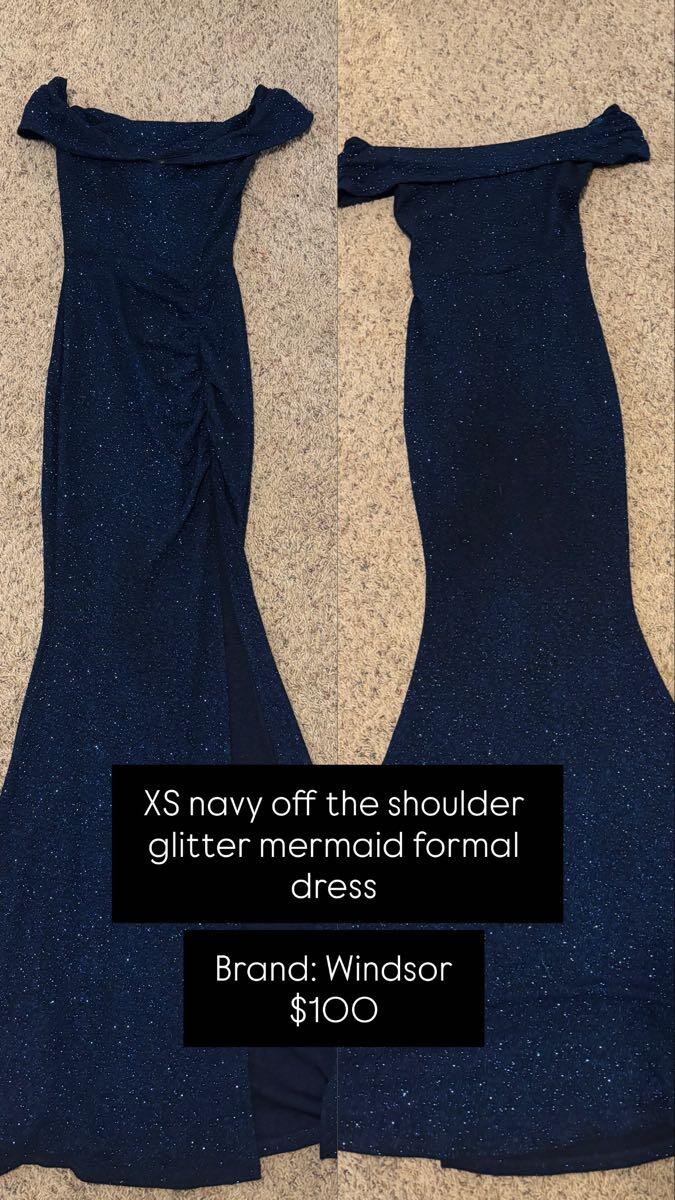 plus size blue formal dress Final Sale Plus Size One Shoulder Layered Ruffle Gown in Royal Blue Glitter main image 1