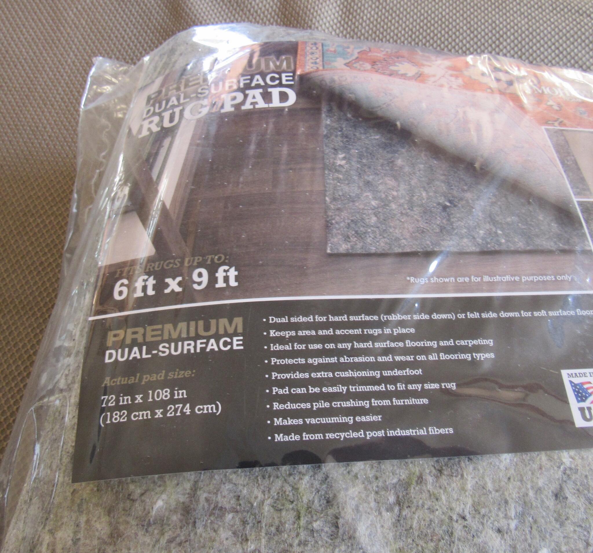 New 6' x 9' 1/4" thick Mohawk Premium Dual Surface Rug Pad for 22 in