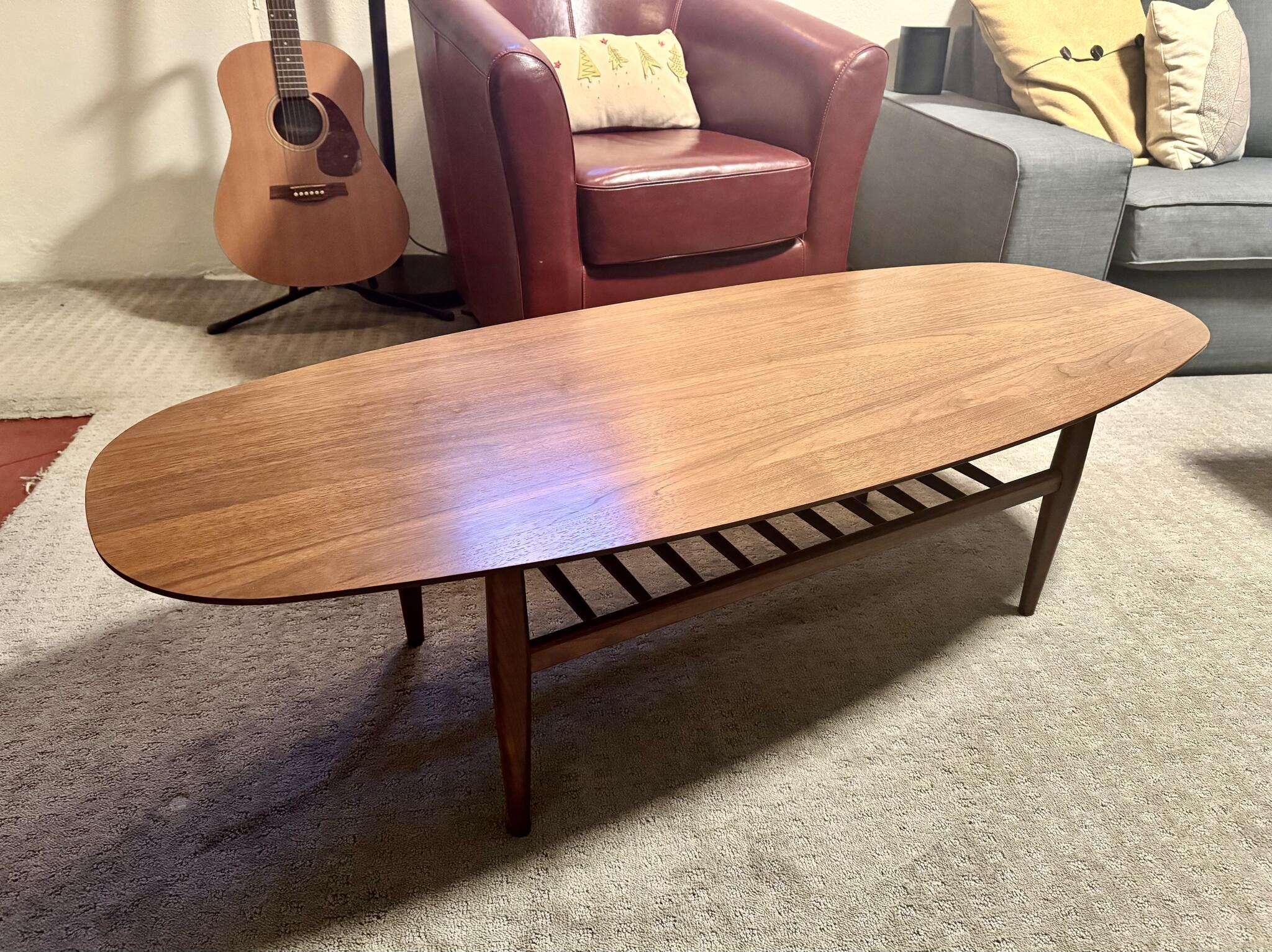 Lenia Walnut Oval Coffee Table