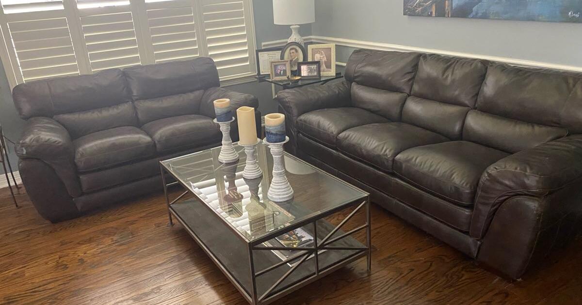 Full grain leather sofas for sale for Free in Houston, TX For Sale