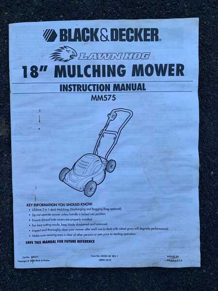 Black and Decker MM575 - 18 Electric LAWNHOG Mulching Mower 