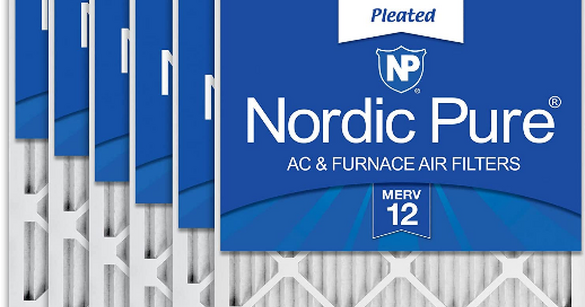 Nordic Pure 20x25x1 MERV 12 Pleated AC Furnace Air Filters 6 Pack for