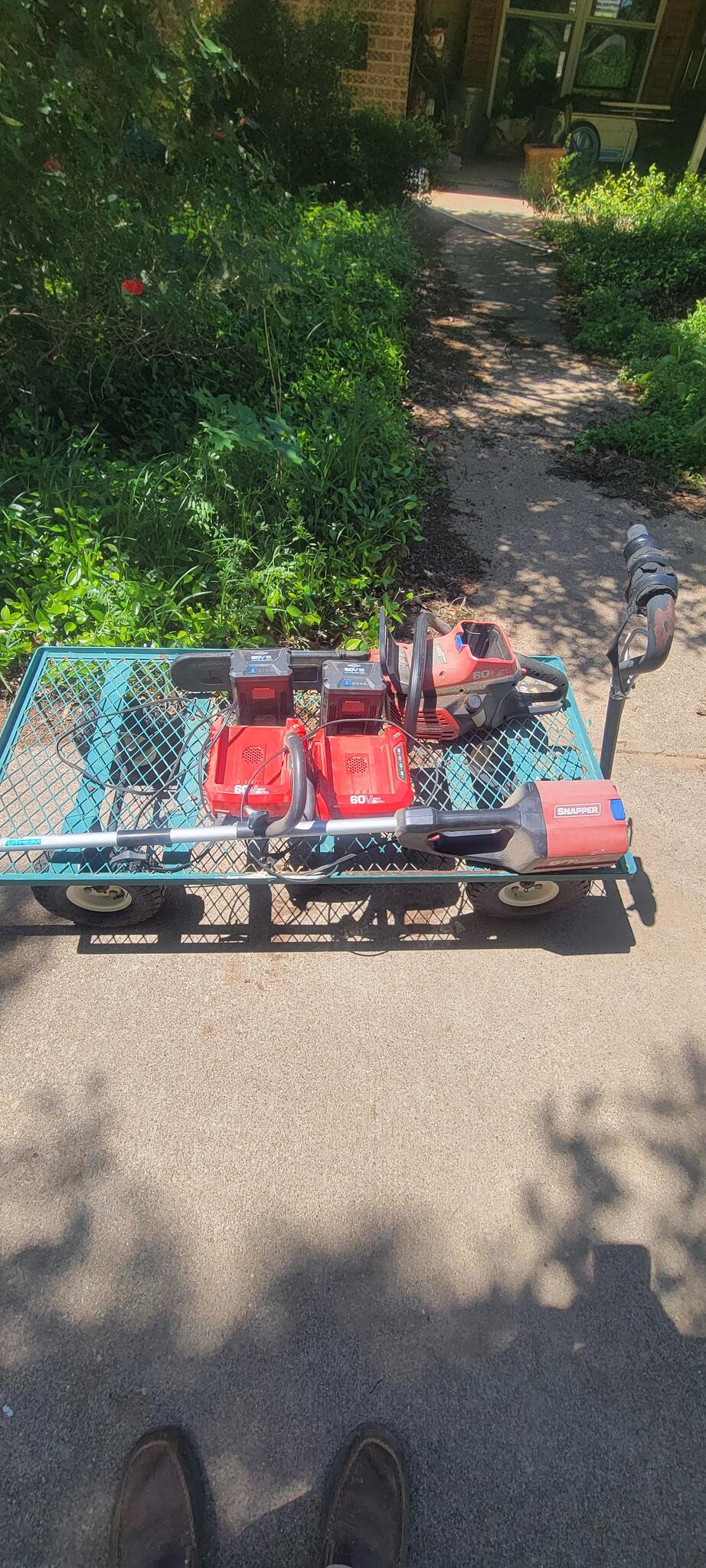 Snapper Cordless Weedeater, Chainsaw, Chargers And Batteries for $30 in ...