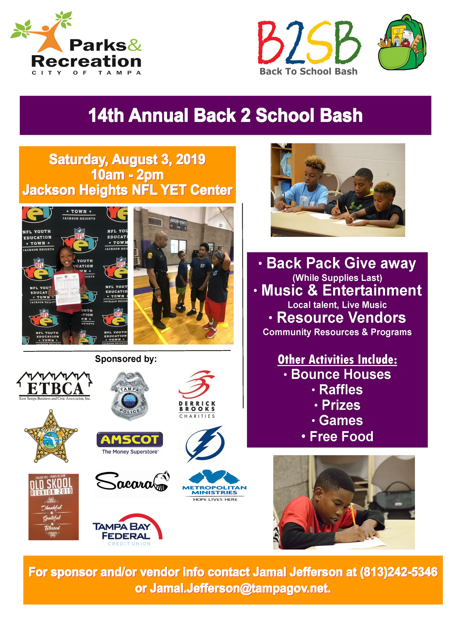 Back 2 School Bash - Jackson Heights NFL YET Center (City of Tampa) —  Nextdoor — Nextdoor