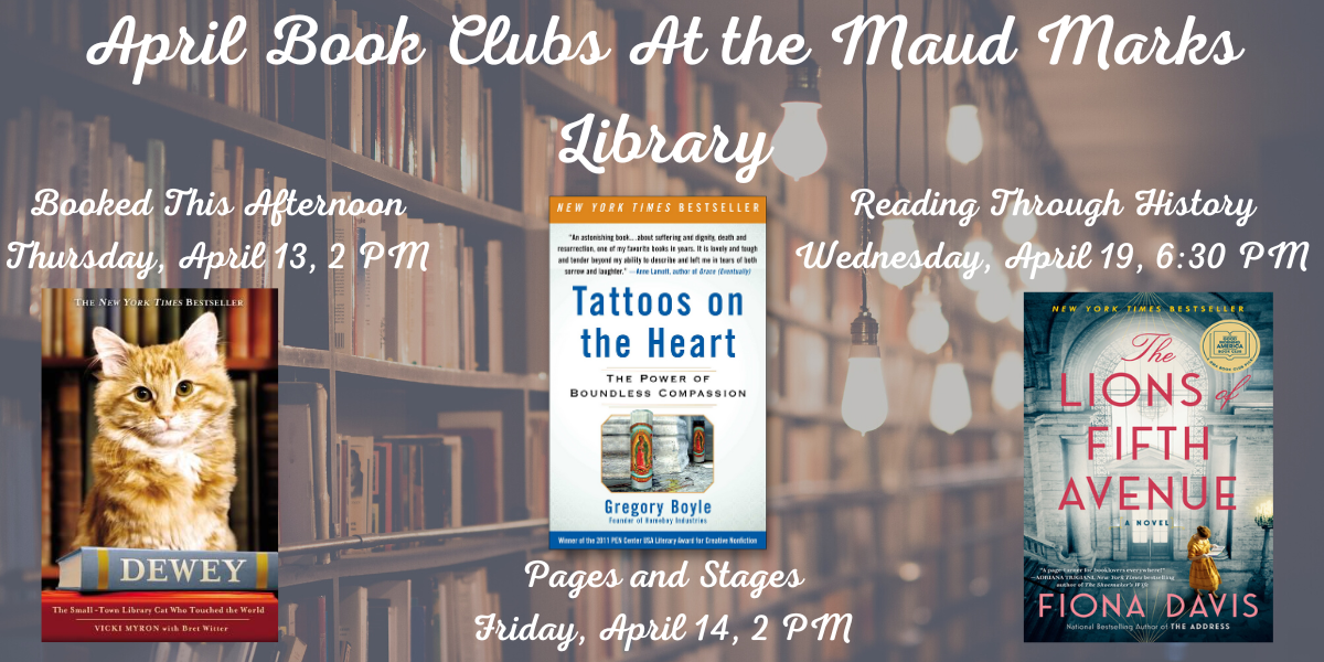 The Maud Marks Library (1815 Westgreen Katy, TX) will be hosting 3 Book