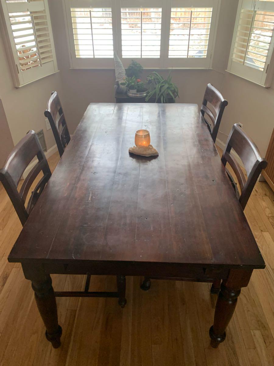 Dining Table. $120 Solid Wood. Leaves Included /4 Chairs For Free In ...