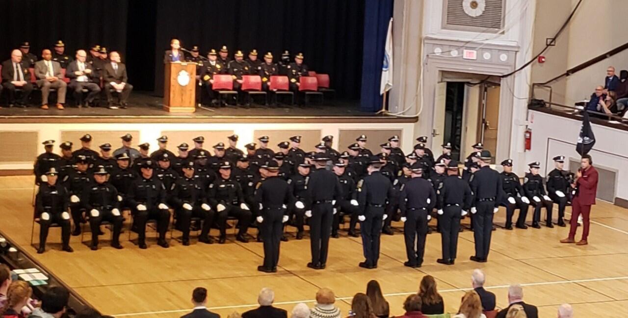 officers Then and Awad to SPD (Sharon Police Department