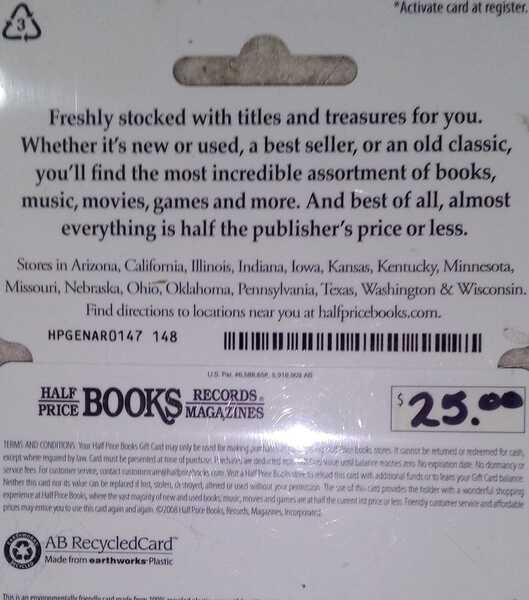 $25 Half Price Books Gift Card For $20 In Fishers, IN