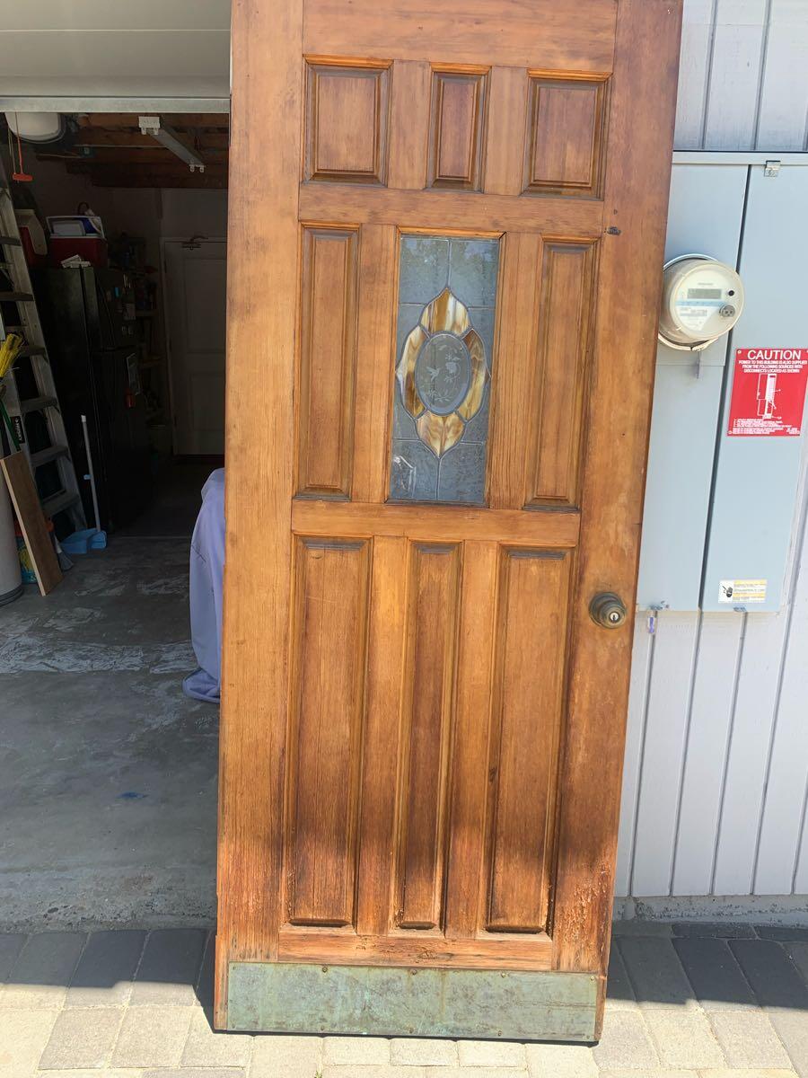 Solid wood door with stained glass for Free in Escondido, CA For Sale