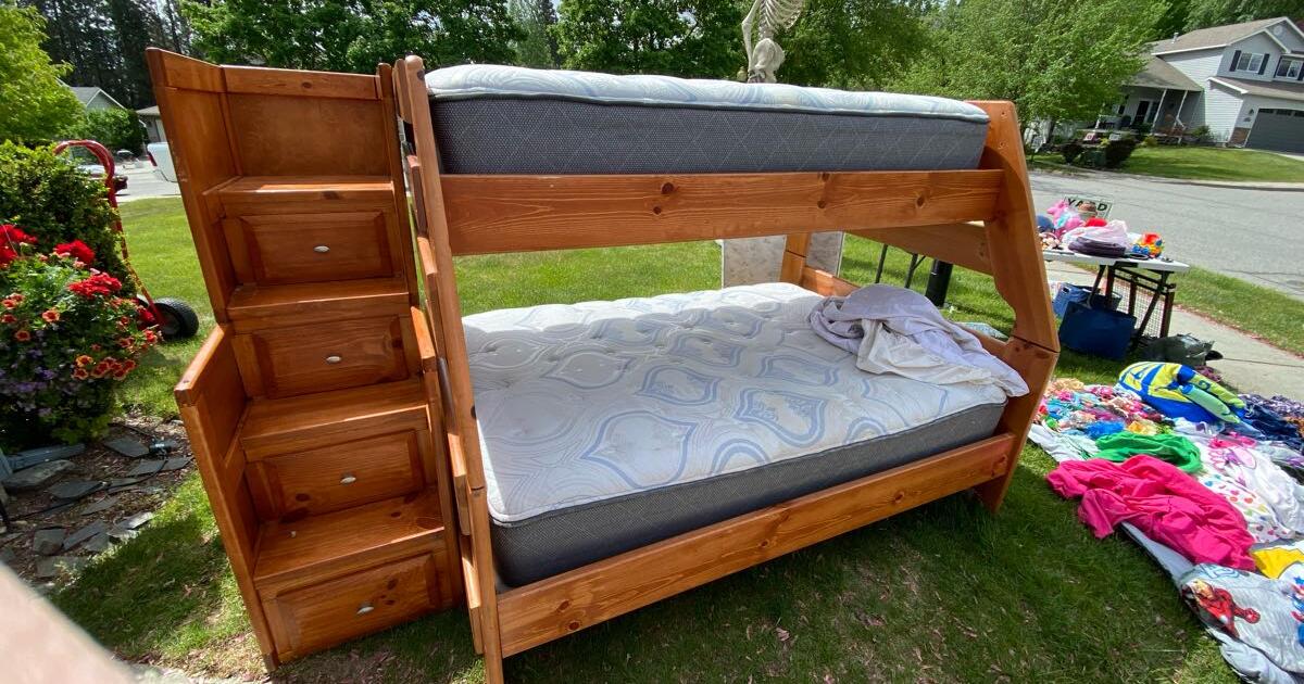 Bunk Bed w/stairs Dresser and Posturepedic mattresses twin and full for