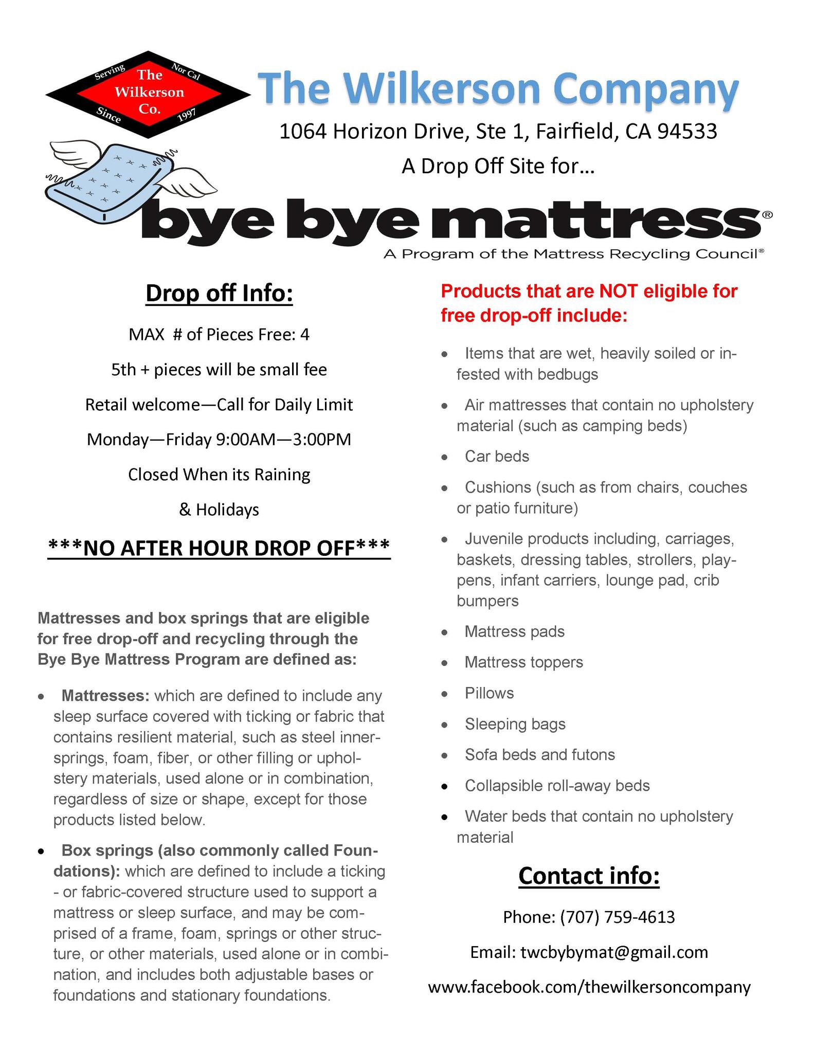 Mattress Recycling Bye Bye Mattress The Wilkerson Company (City of