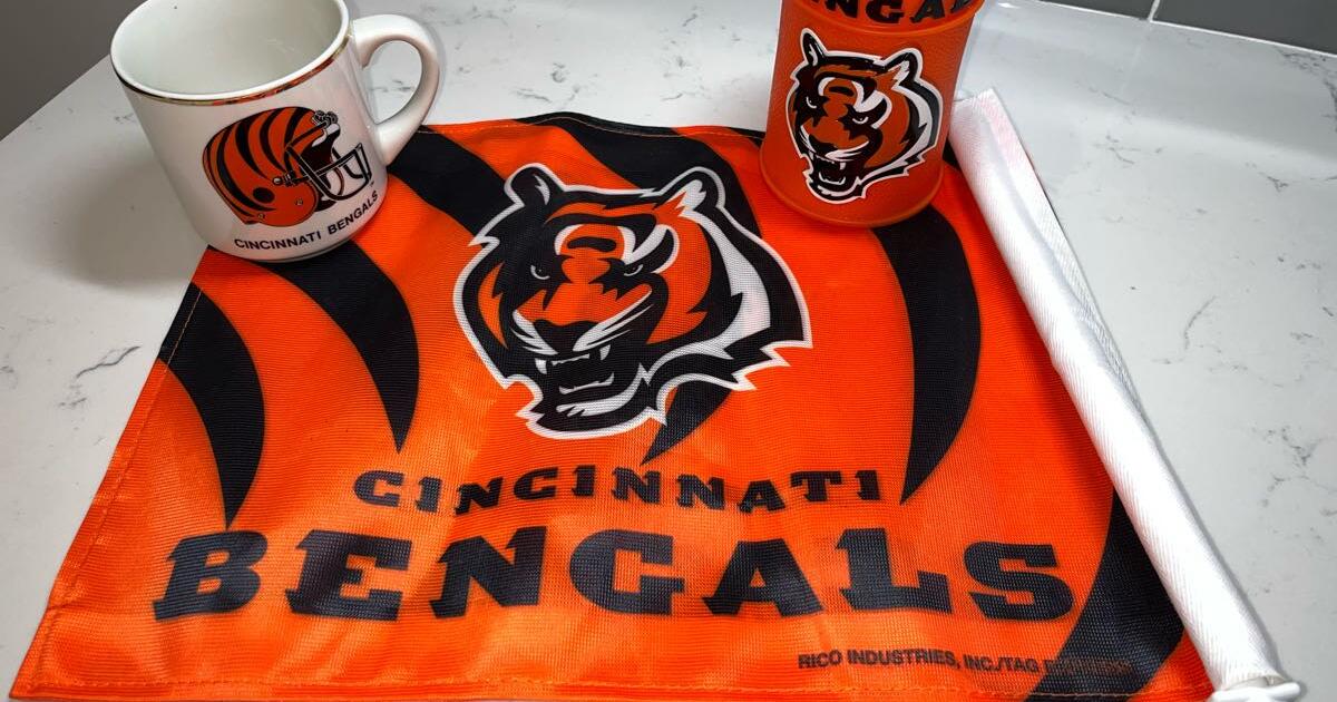 Lot 3 Cincinnati Bengals Car Flag Coffee Cup Koozie Mint Super Bowl ‘88