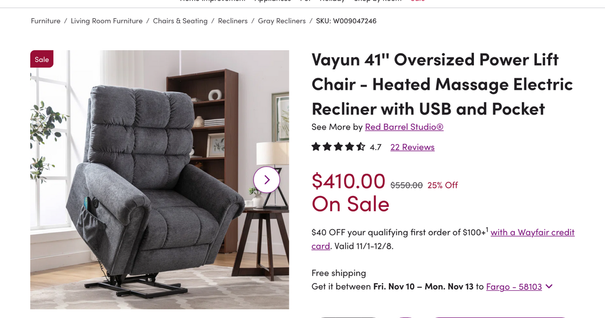 New Recliner/Lift Chair to needy person for Free in Fargo, ND For