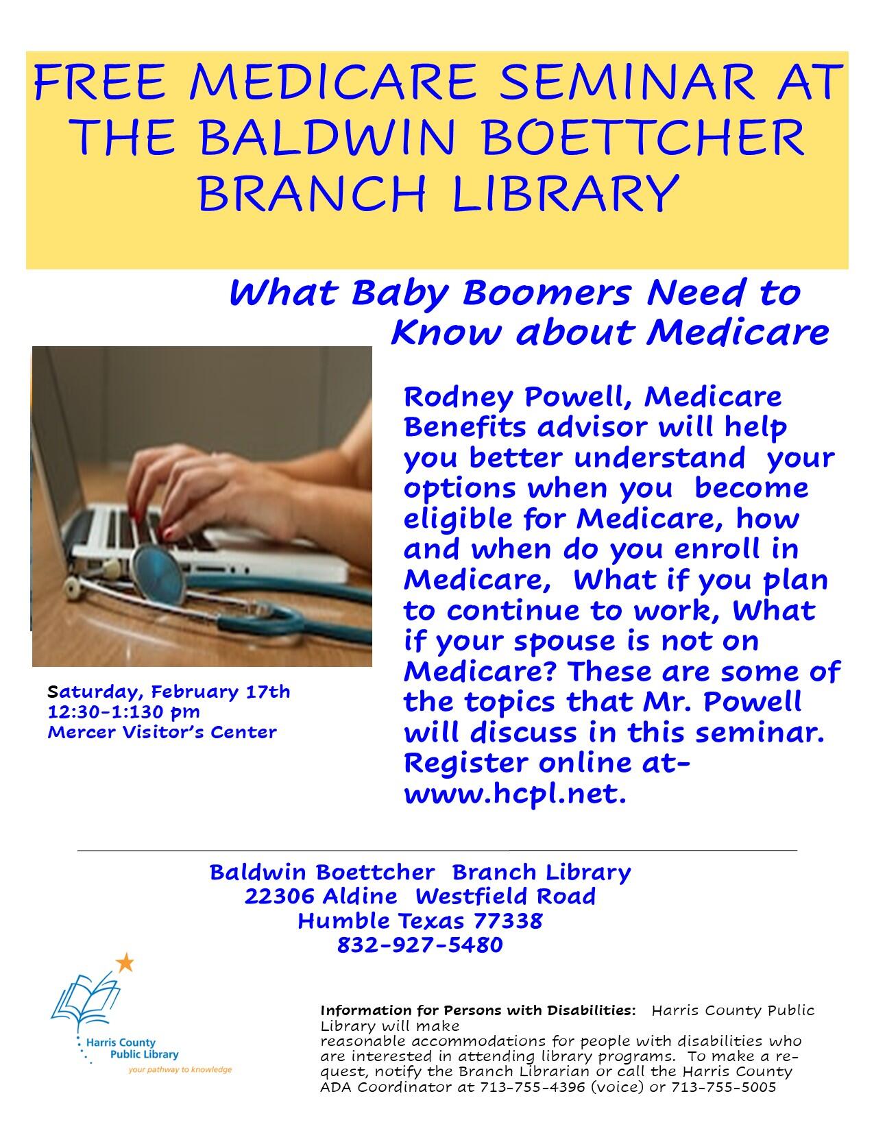 The Baldwin Boettcher Branch Library Will Host A Free Medicare Seminar