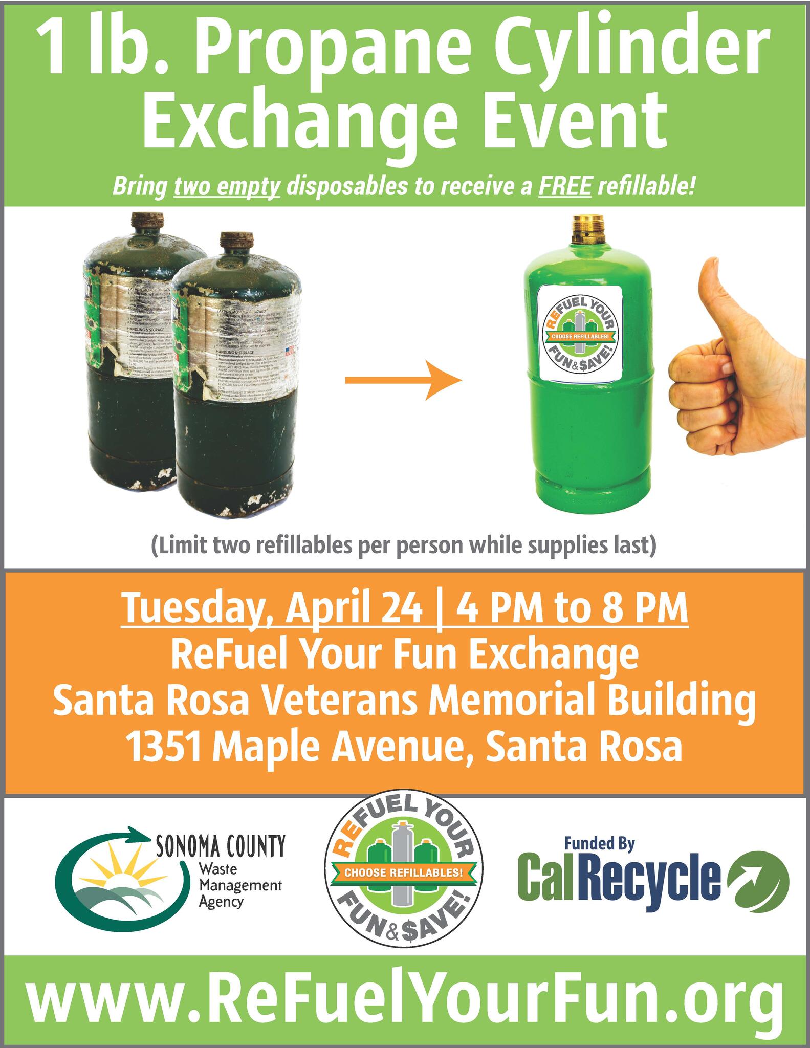 Refillable 1Pound Propane Exchange Event (County of Sonoma) — Nextdoor