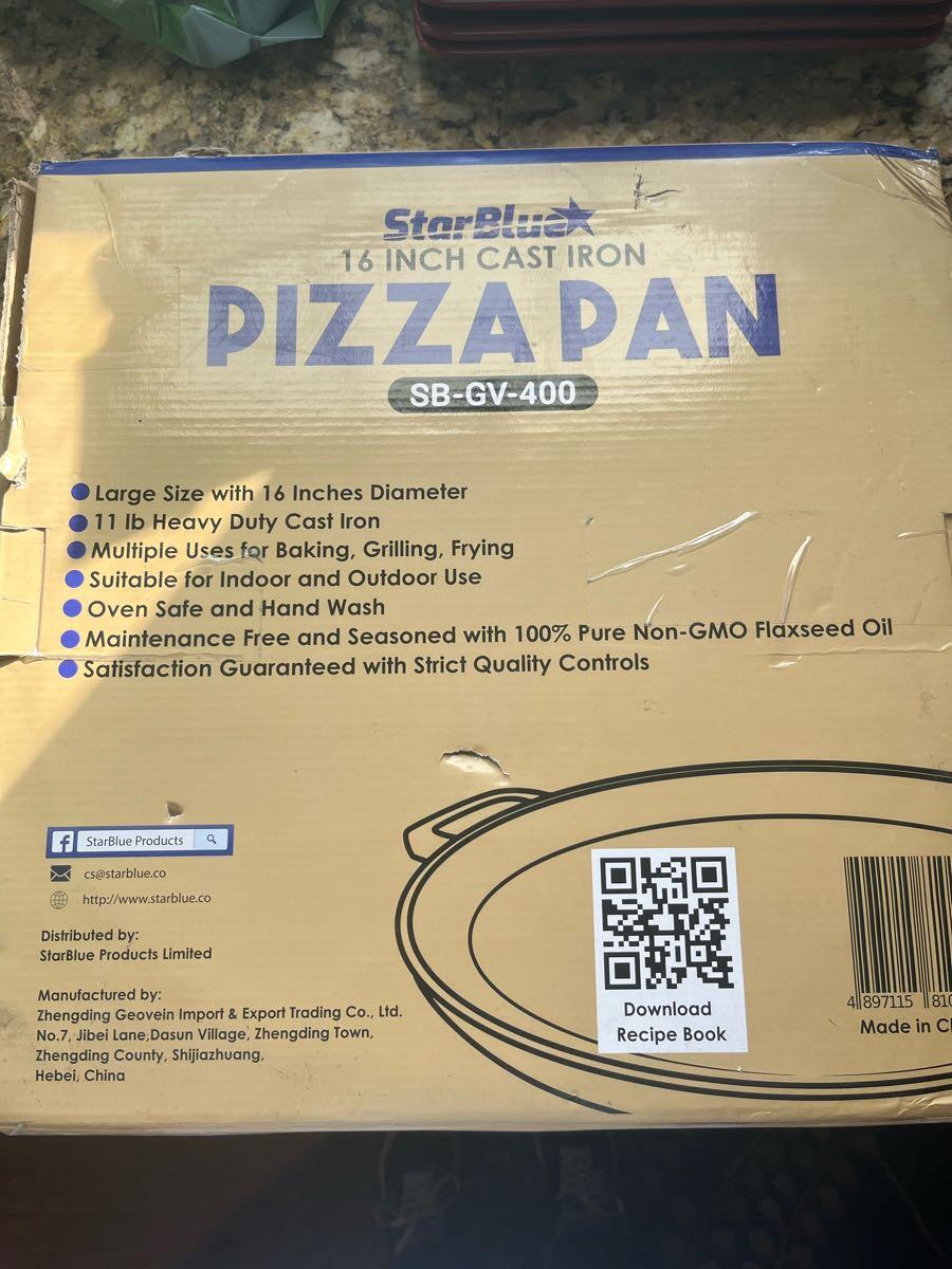 16 Inch Cast Iron Pizza Pan Round Griddle - StarBlue