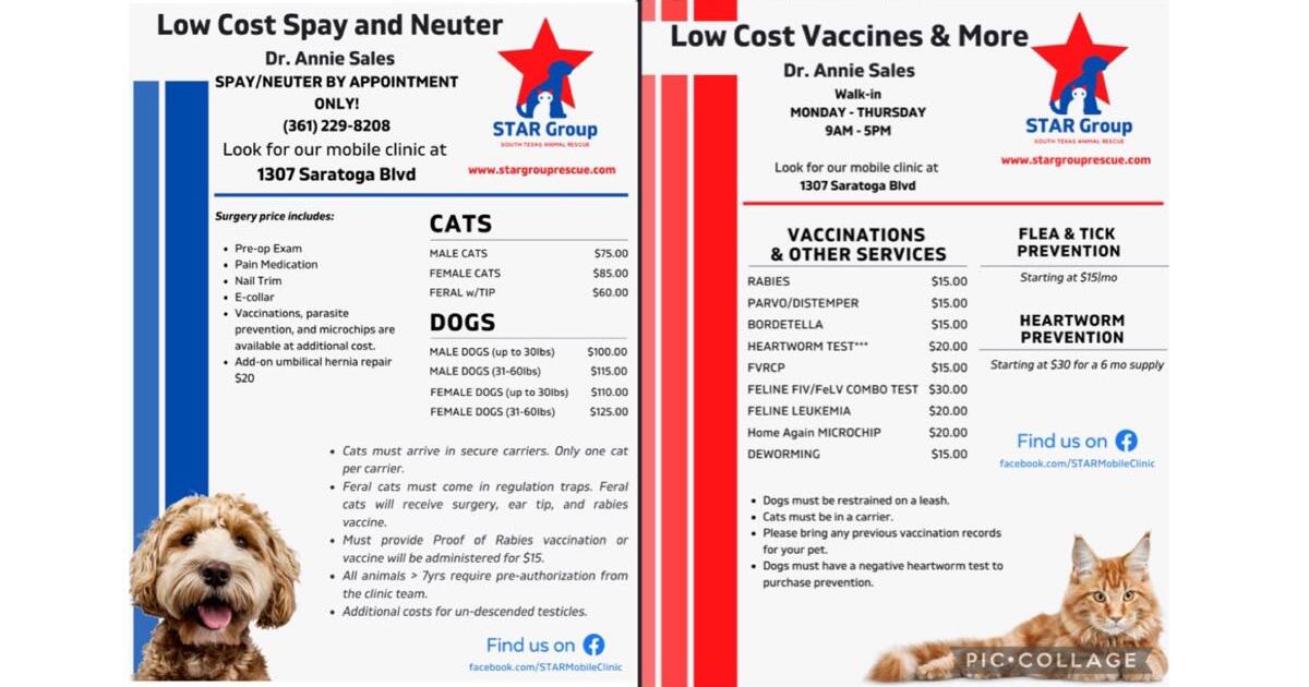 LOW COST SPAY/NEUTER & Vaccines for 100 in Corpus Christi, TX For