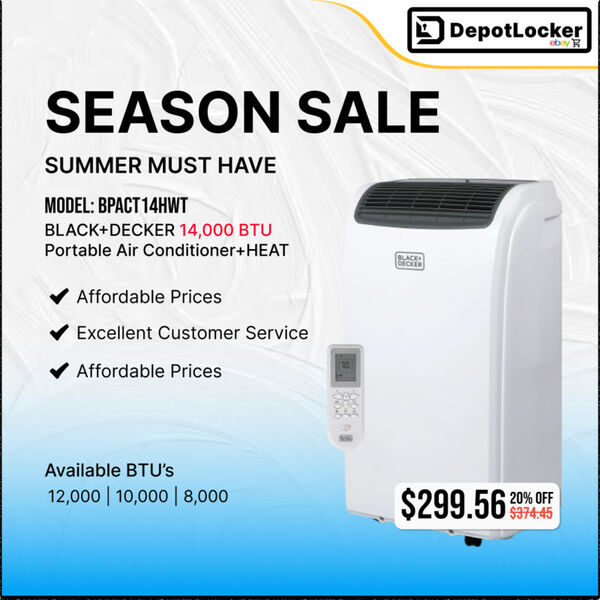 BLACK+DECKER 14000 BTU Portable Air Conditioner + Heater + Remote BPACT14HWT  For $299 In Paterson, NJ