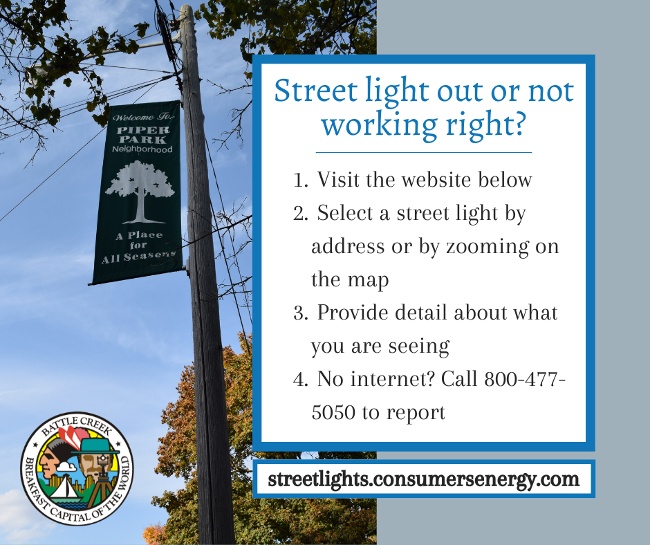 See a street light out? Here's how to report it! (City of Battle Creek) — Nextdoor — Nextdoor