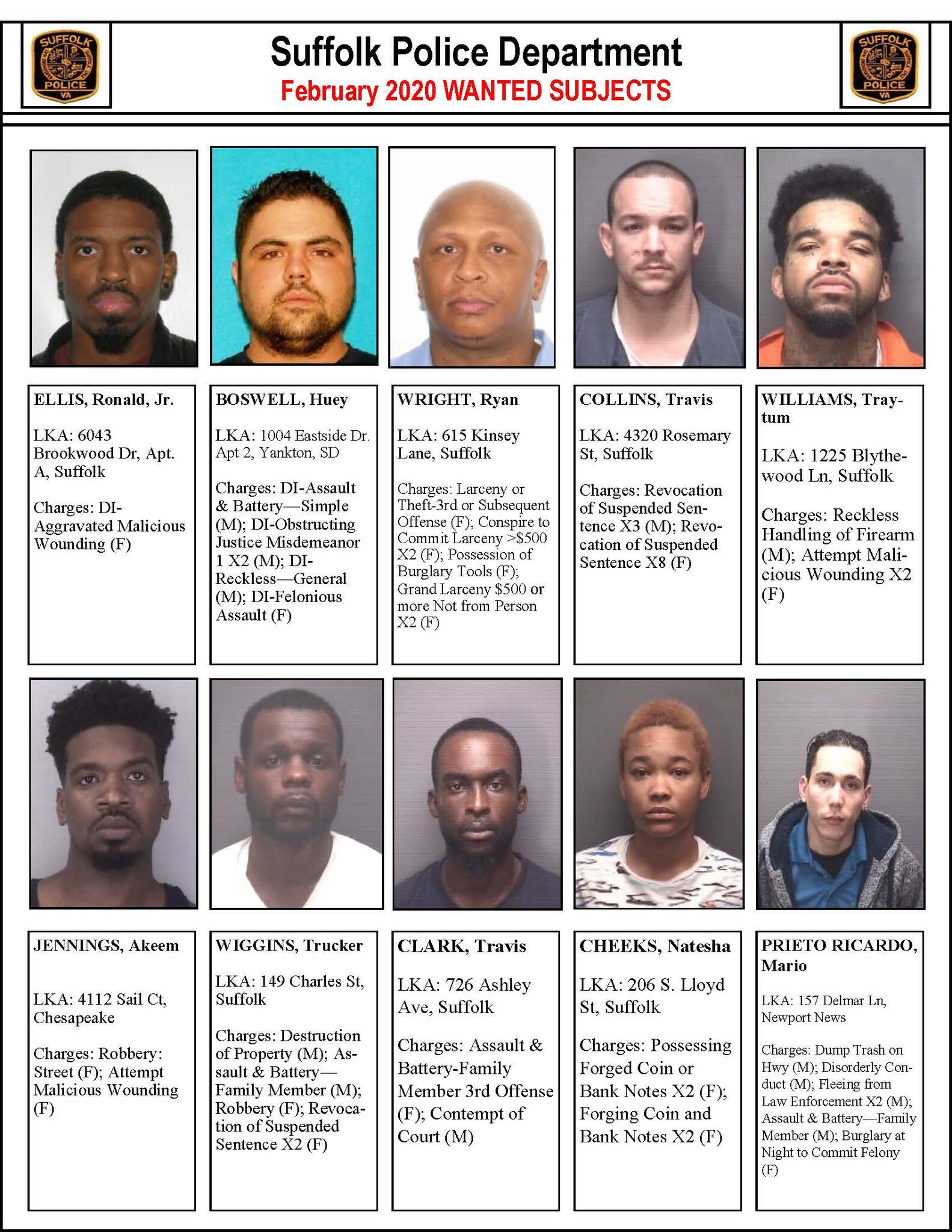 Suffolks Most Wanted For February 2020 Suffolk Police Department — Nextdoor — Nextdoor 